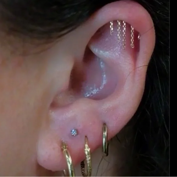 Invictus threadless 14k gold hidden helix chain dangle end - Picture 3 of 3